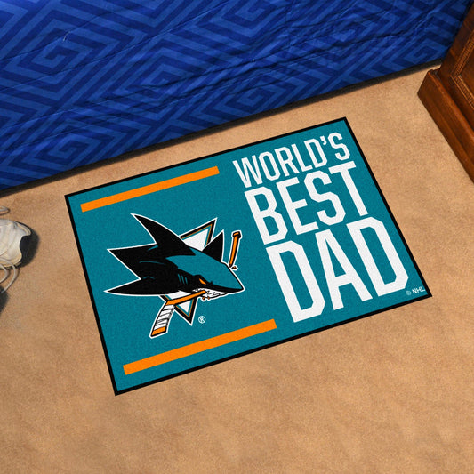 San Jose Sharks Starter Mat Accent Rug - 19in. x 30in. World's Best Dad Starter Mat - San Jose Sharks