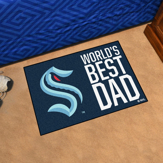 Seattle Kraken Starter Mat Accent Rug - 19in. x 30in. World's Best Dad Starter Mat - Seattle Kraken