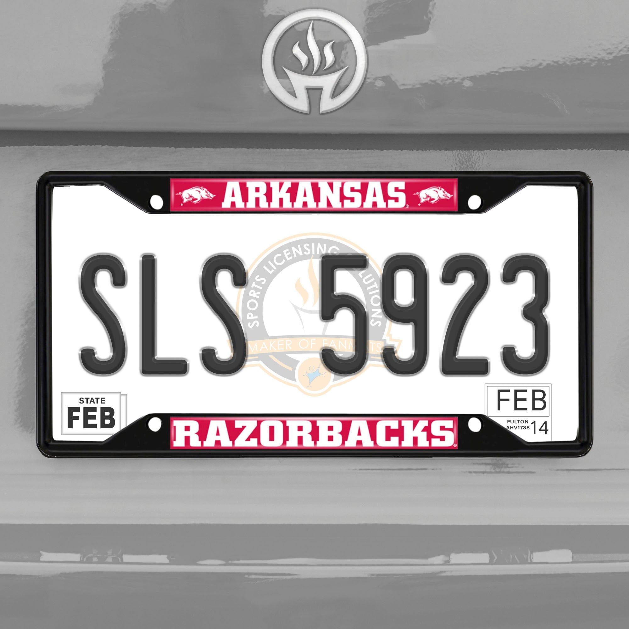 Arkansas Razorbacks Metal License Plate Frame Black Finish - Arkansas