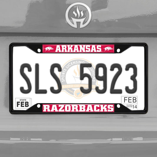 Arkansas Razorbacks Metal License Plate Frame Black Finish - Arkansas