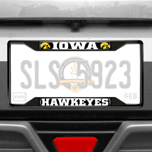 Iowa Hawkeyes Metal License Plate Frame Black Finish - Iowa