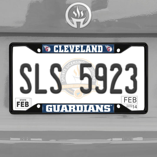 Cleveland Guardians Metal License Plate Frame Black Finish - Cleveland Guardians