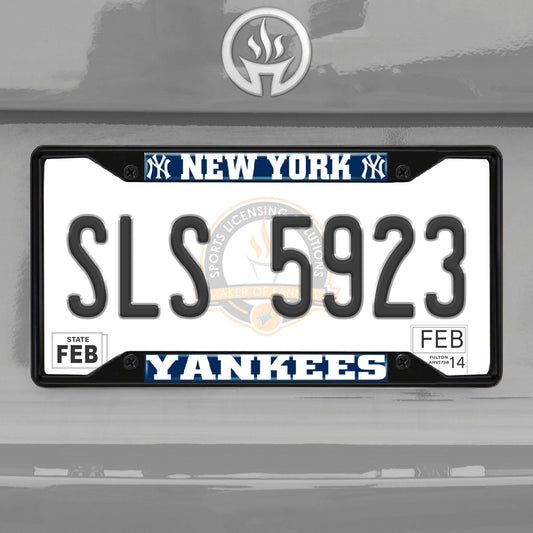 New York Yankees Metal License Plate Frame Black Finish - New York Yankees