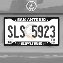 San Antonio Spurs Metal License Plate Frame Black Finish - San Antonio Spurs
