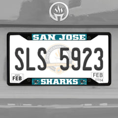 San Jose Sharks Metal License Plate Frame Black Finish - San Jose Sharks