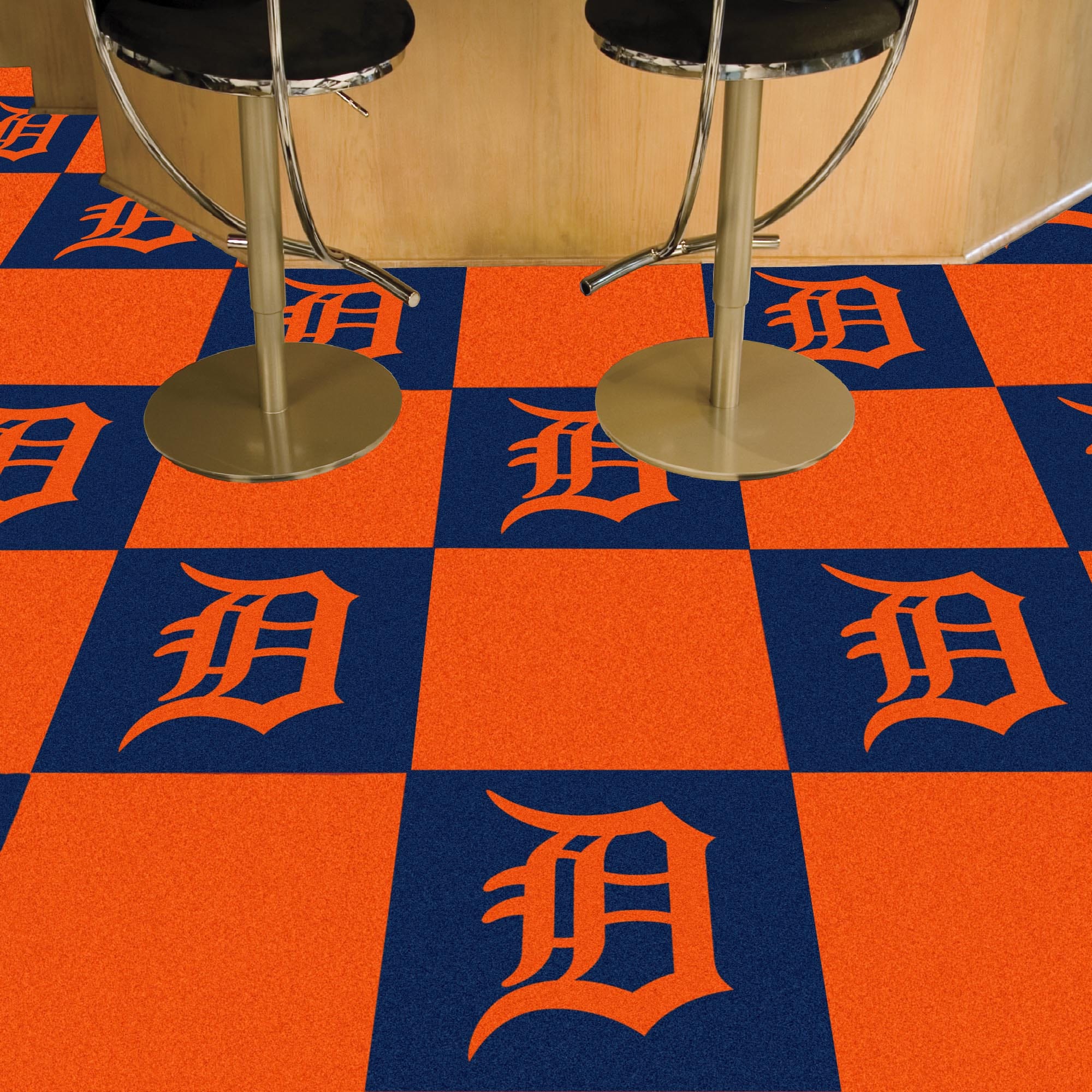 Detroit Tigers "Detriot" Wordmark Team Carpet Tiles - 45 Sq Ft. - Detroit Tigers