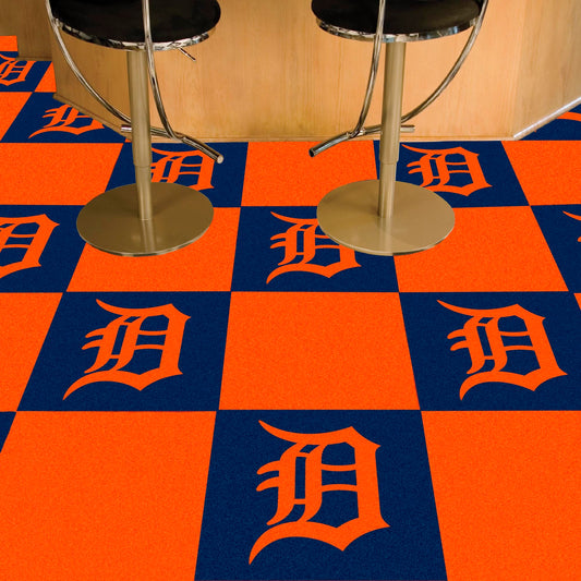 Detroit Tigers "Detriot" Wordmark Team Carpet Tiles - 45 Sq Ft. - Detroit Tigers