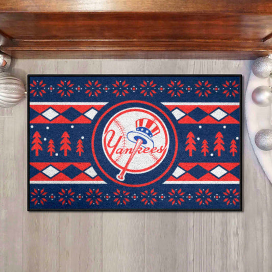 New York Yankees Holiday Sweater Starter Mat Accent Rug - 19in. x 30in. - New York Yankees