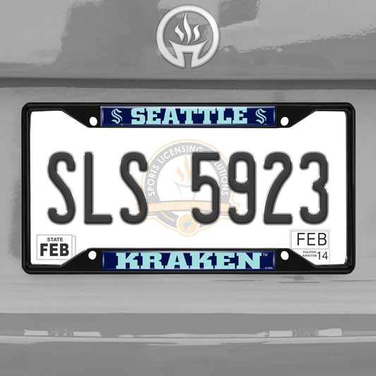 Seattle Kraken Metal License Plate Frame Black Finish - Seattle Kraken