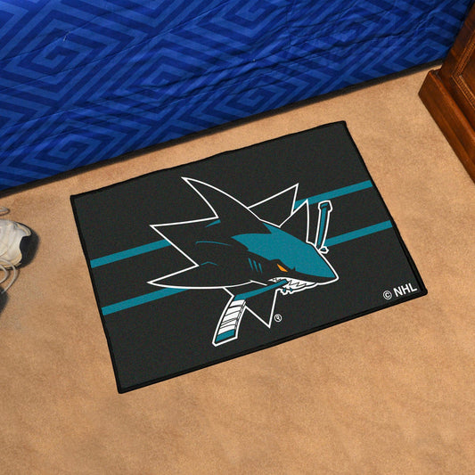 San Jose Sharks Starter Mat Accent Rug - 19in. x 30in. Uniform Alternate Design - San Jose Sharks