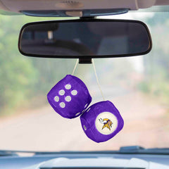 Minnesota Vikings Team Color Fuzzy Dice Décor 3" Set - Minnesota Vikings