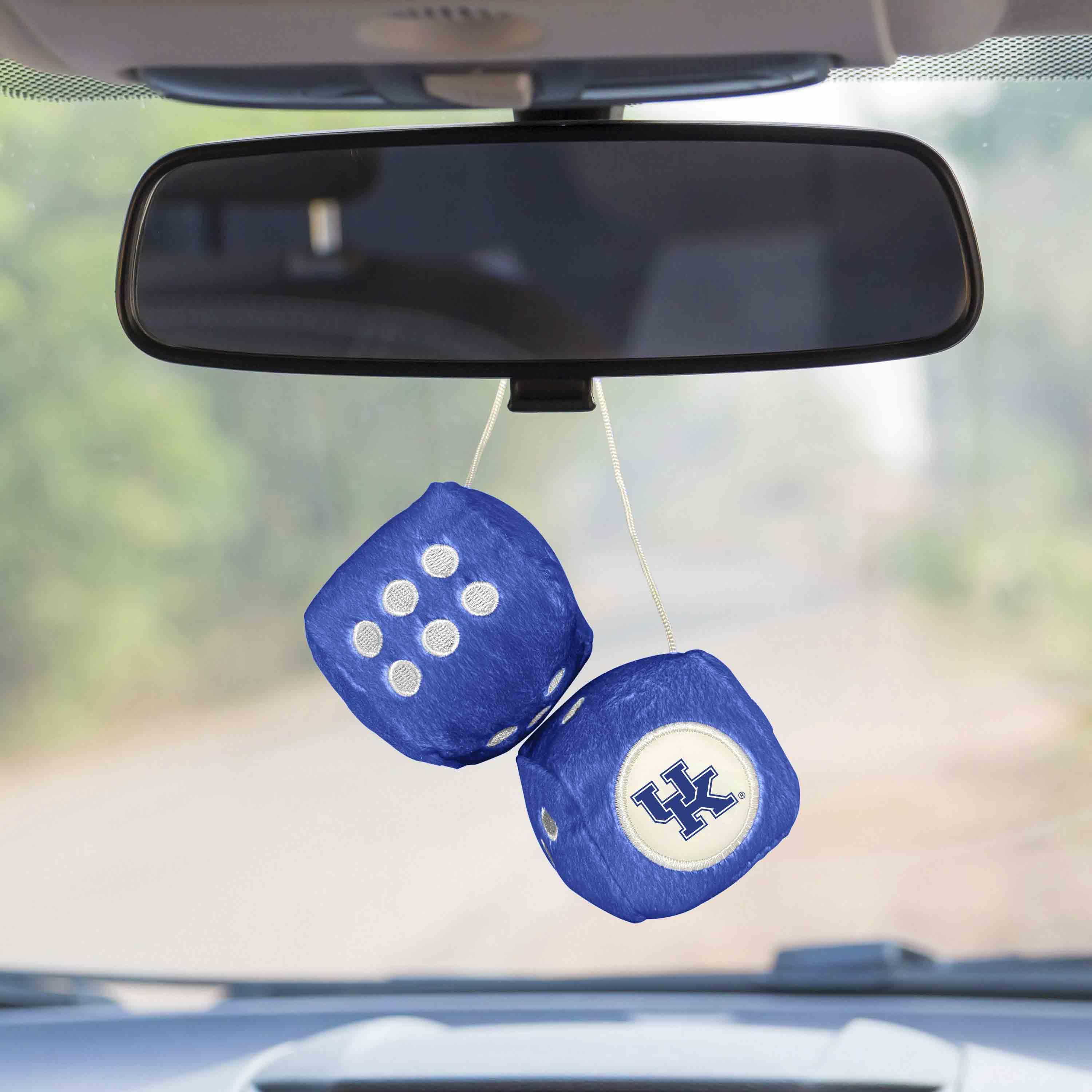 Kentucky Wildcats Team Color Fuzzy Dice Décor 3" Set - Kentucky