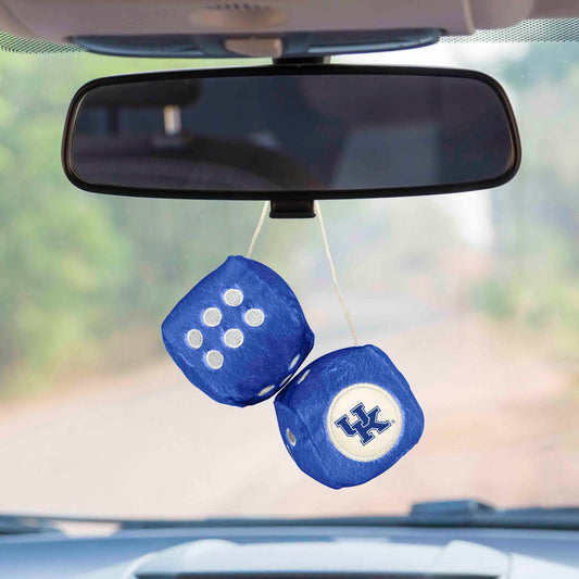Kentucky Wildcats Team Color Fuzzy Dice Décor 3" Set - Kentucky
