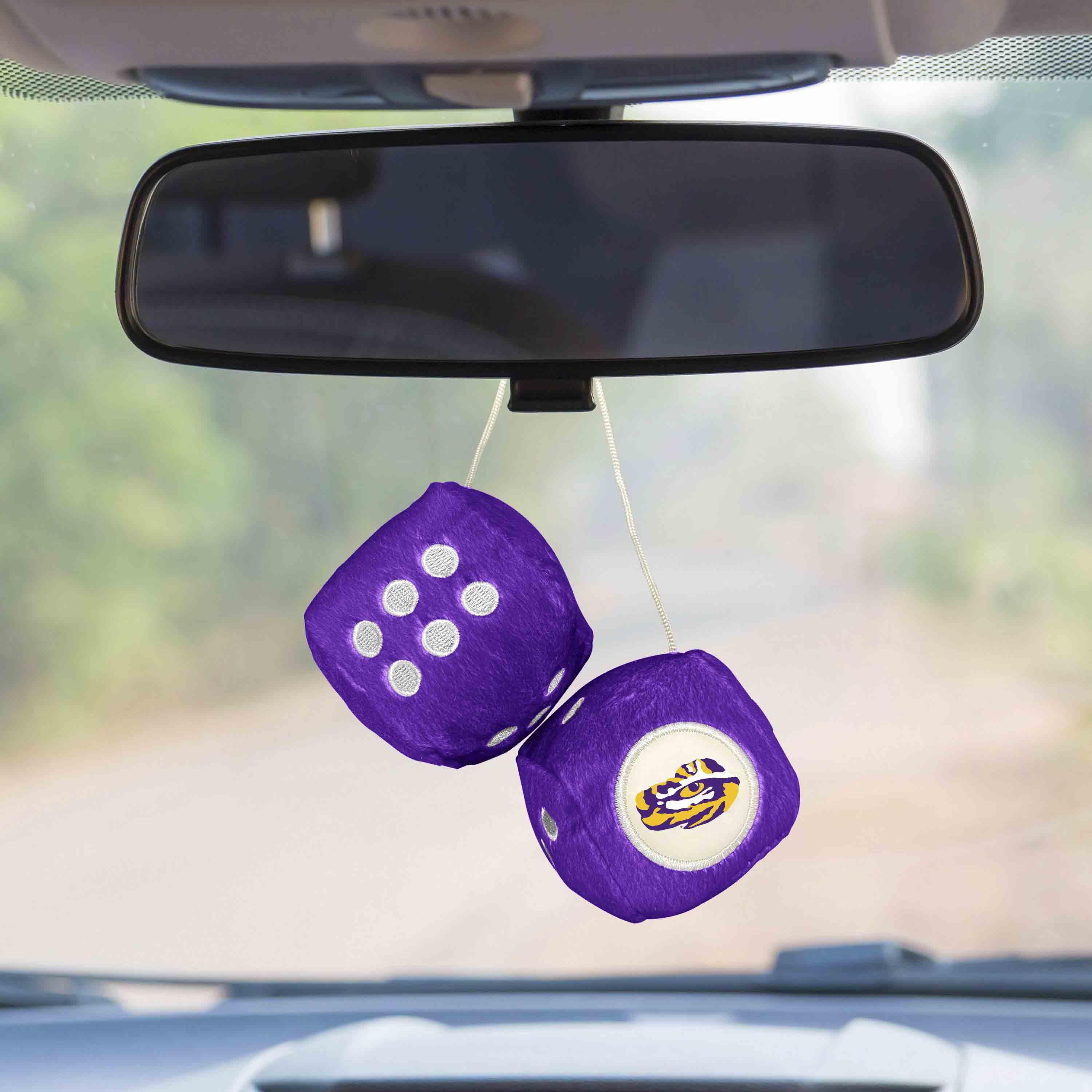 LSU Tigers Team Color Fuzzy Dice Décor 3" Set - LSU