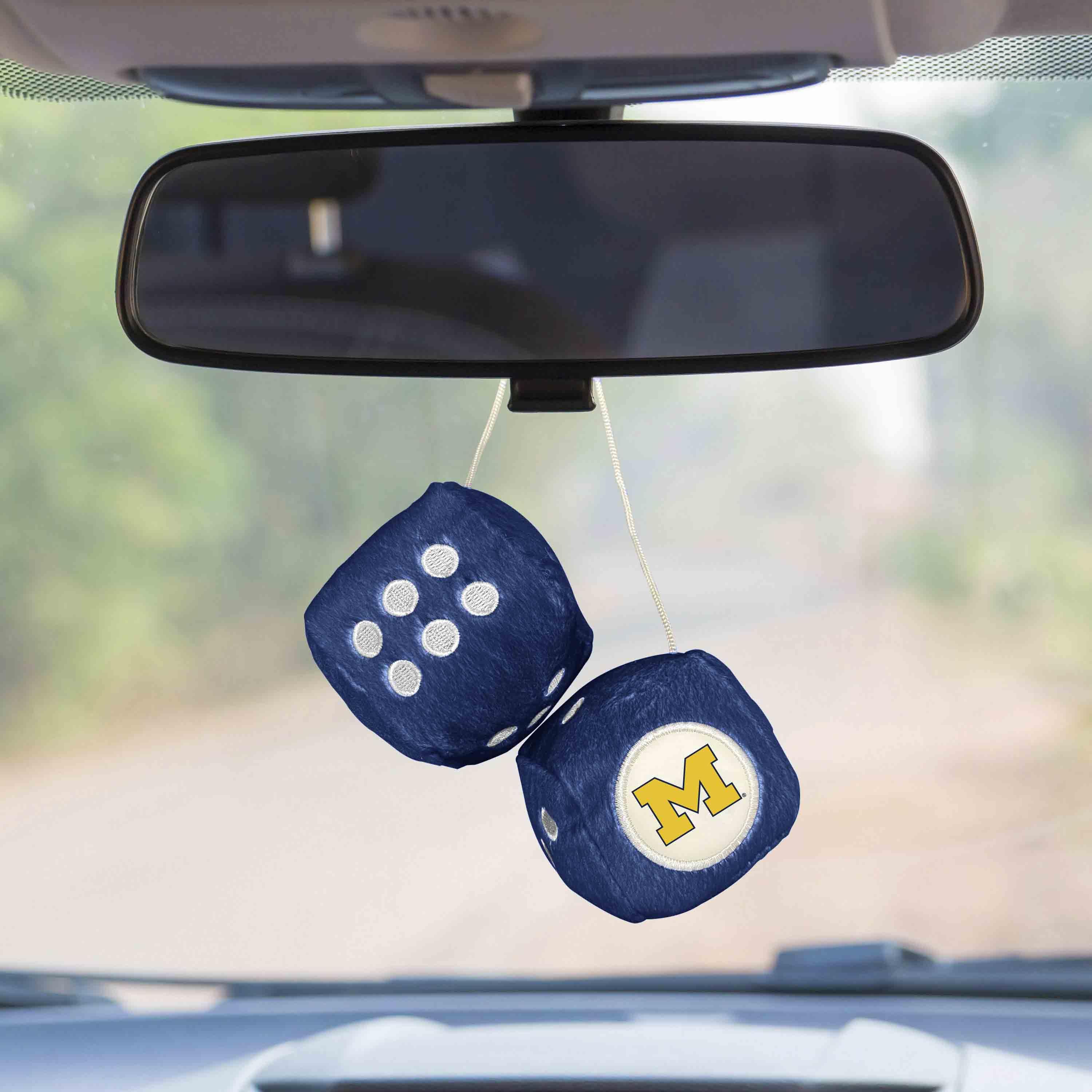 Michigan Wolverines Team Color Fuzzy Dice Décor 3" Set - Michigan