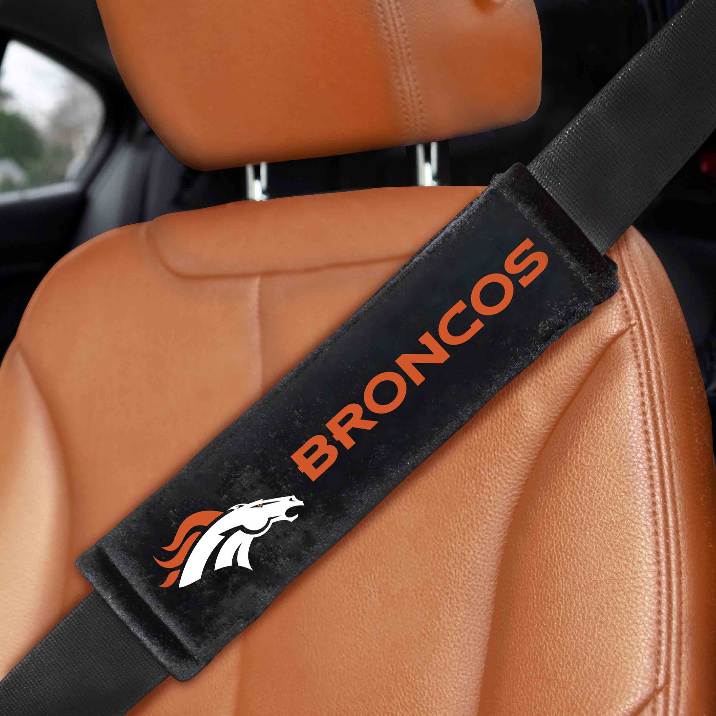 Denver Broncos Embroidered Seatbelt Pad - 2 Pieces - Denver Broncos