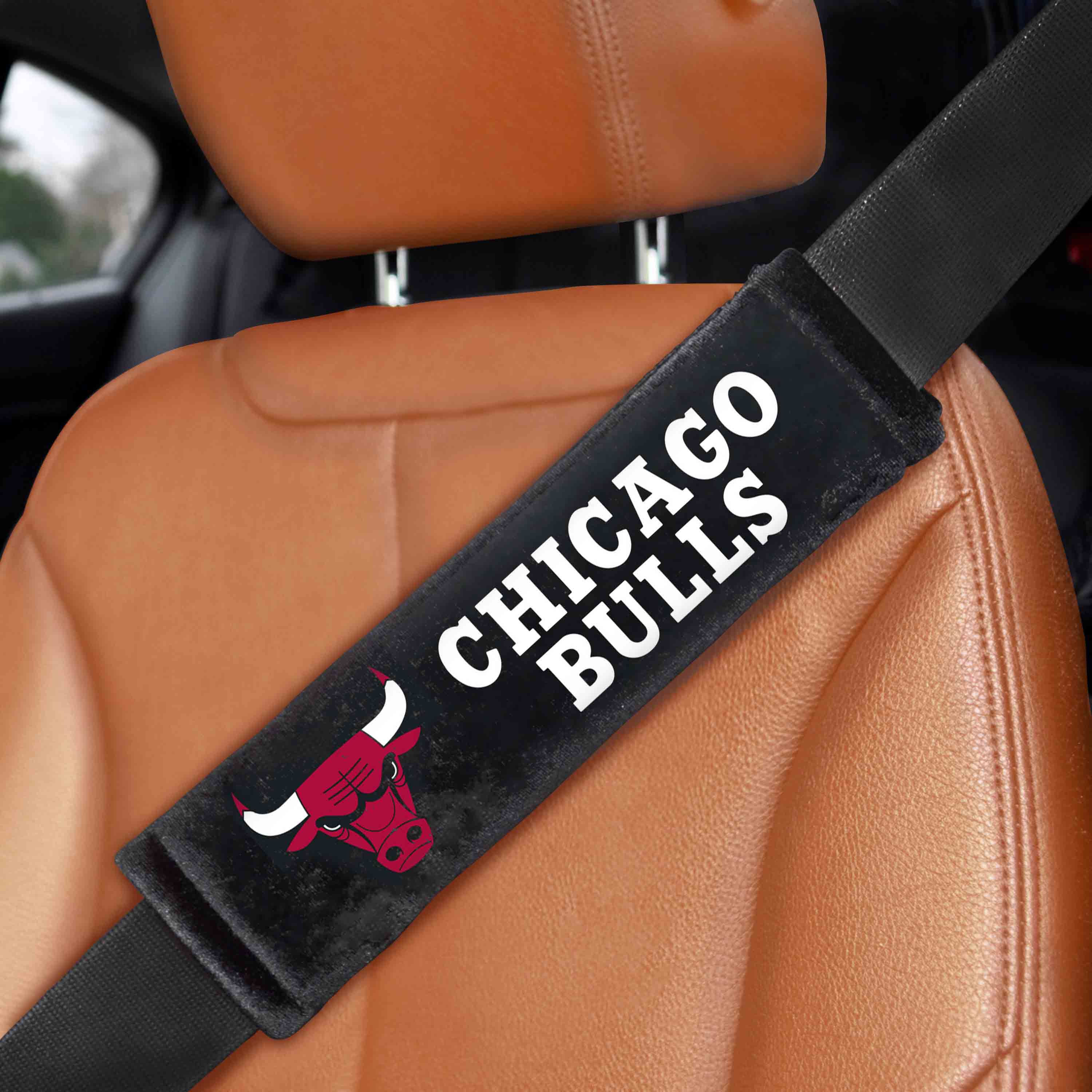 Chicago Bulls Embroidered Seatbelt Pad - 2 Pieces - Chicago Bulls