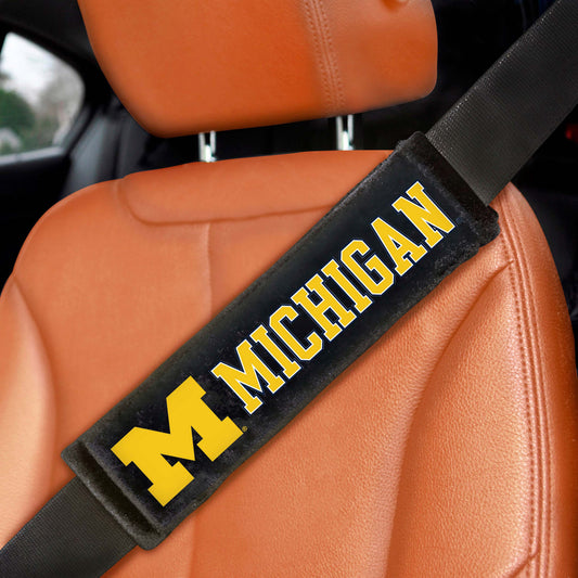 Michigan Wolverines Embroidered Seatbelt Pad - 2 Pieces - Michigan