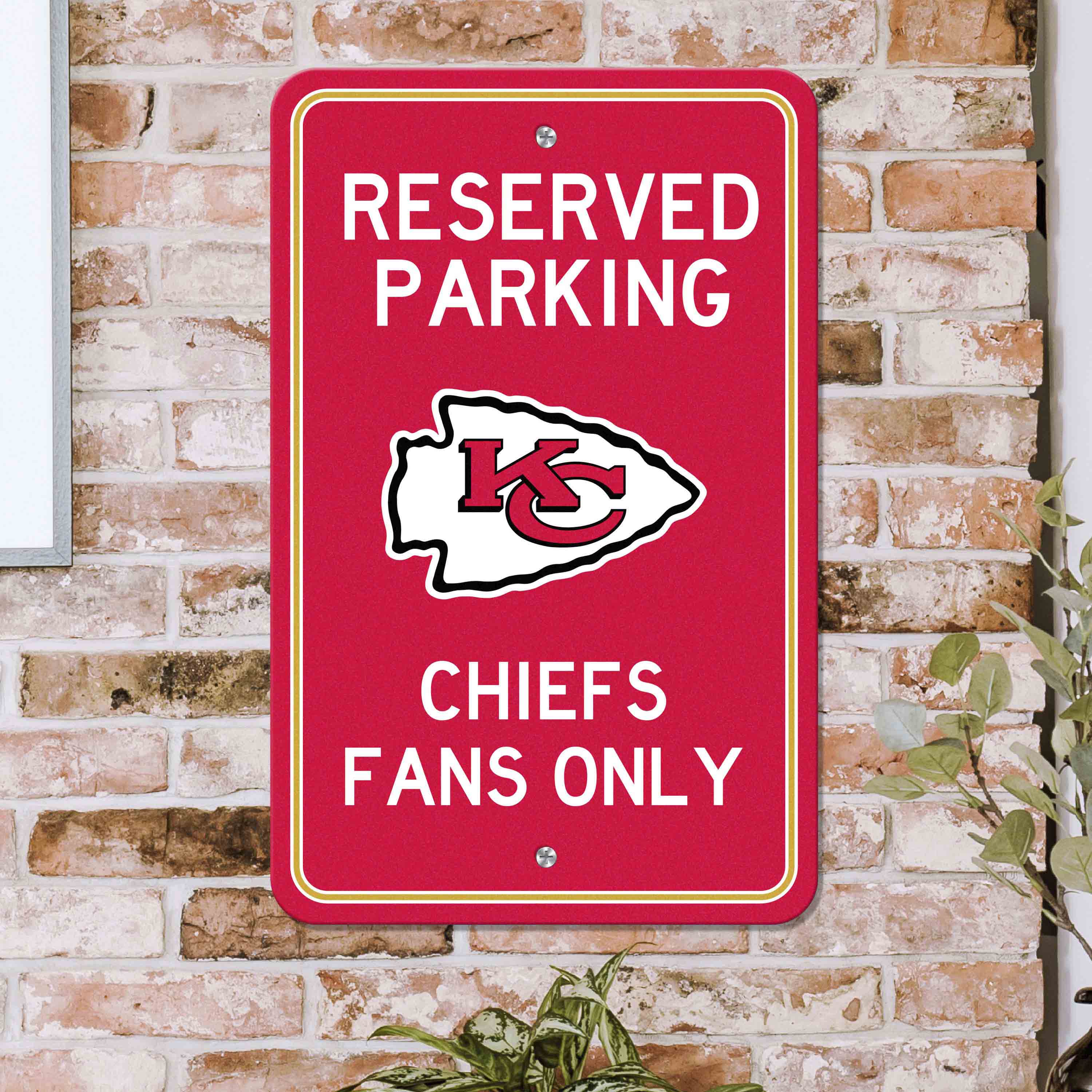 Kansas City Chiefs Team Color Reserved Parking Sign Décor 18in. X 11.5in. Lightweight - Kansas City Chiefs