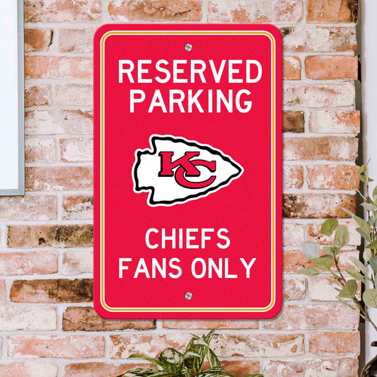 Kansas City Chiefs Team Color Reserved Parking Sign Décor 18in. X 11.5in. Lightweight - Kansas City Chiefs