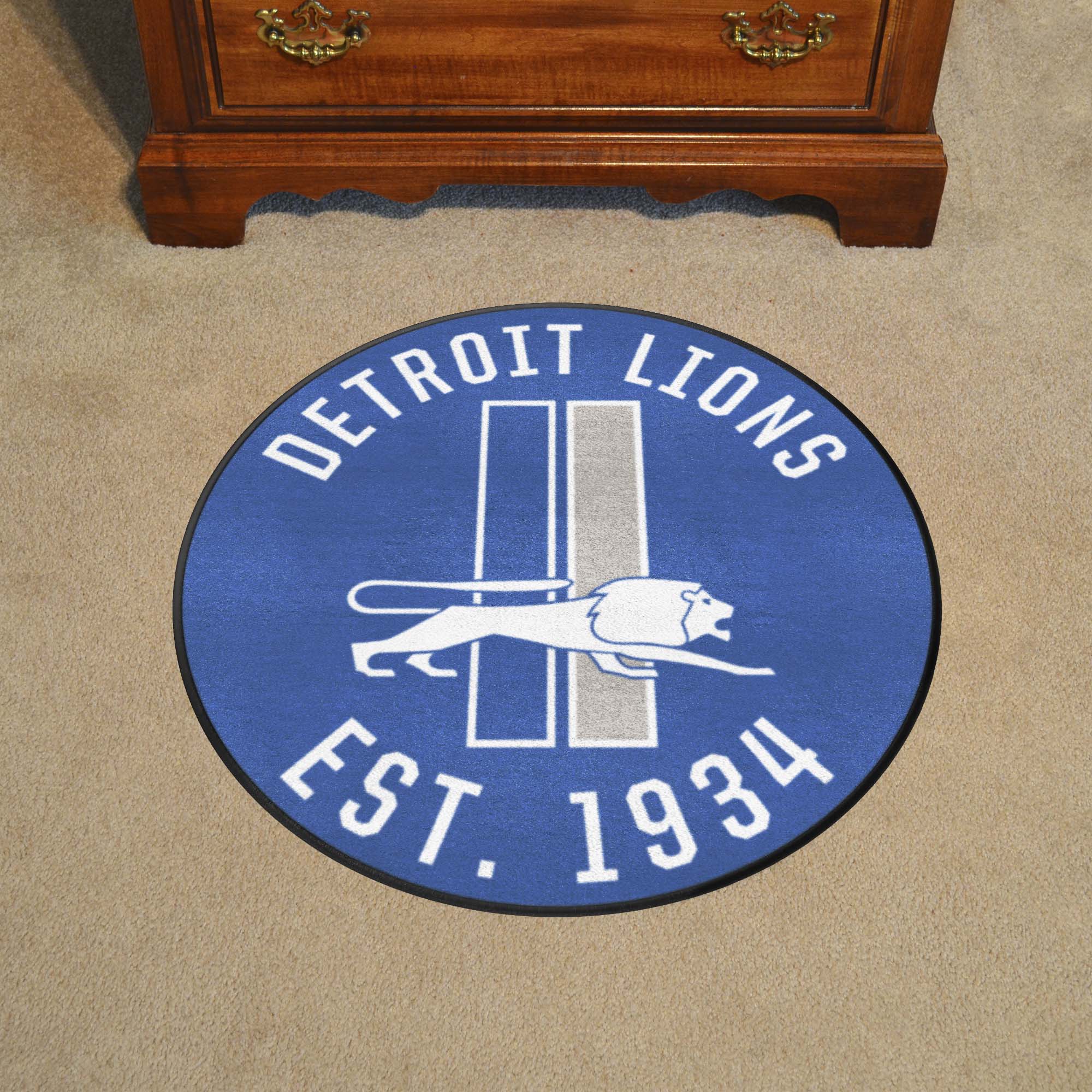 Detroit Lions Roundel Rug - 27in. Diameter, NFL Vintage - Detroit Lions