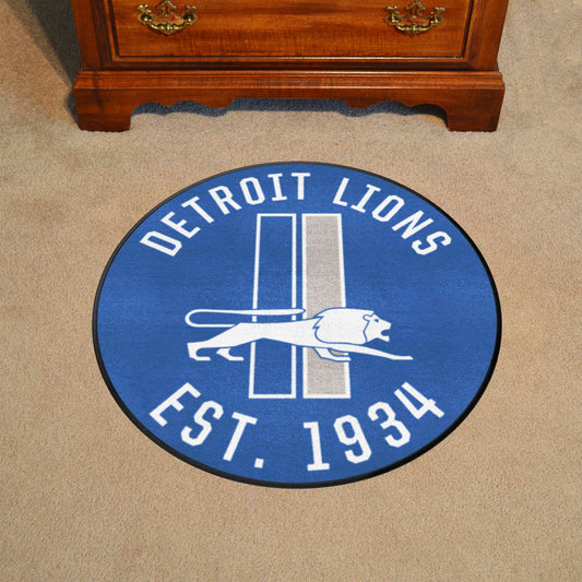 Detroit Lions Roundel Rug - 27in. Diameter, NFL Vintage - Detroit Lions