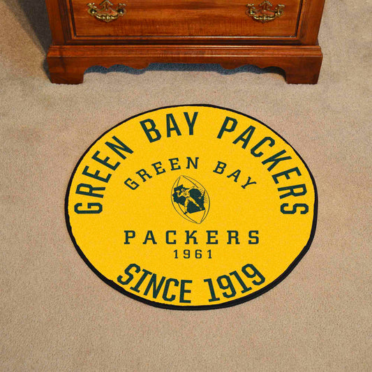 Green Bay Packers Roundel Rug - 27in. Diameter, NFL Vintage - Green Bay Packers