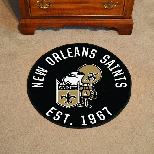 New Orleans Saints Roundel Rug - 27in. Diameter, NFL Vintage - New Orleans Saints