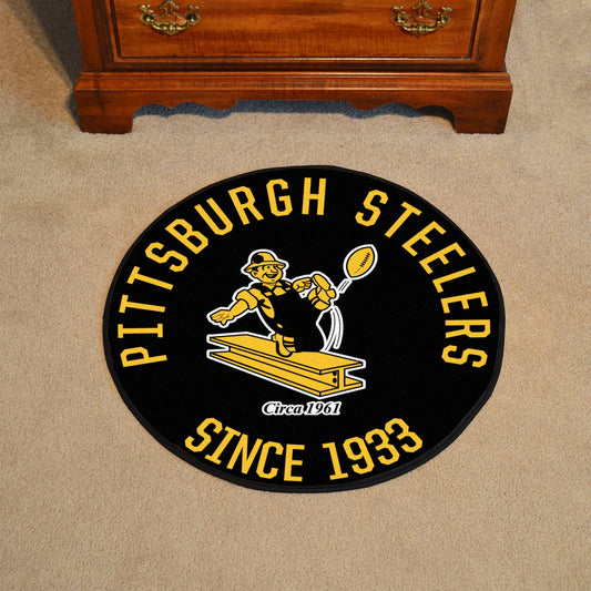 Pittsburgh Steelers Roundel Rug - 27in. Diameter, NFL Vintage - Pittsburgh Steelers