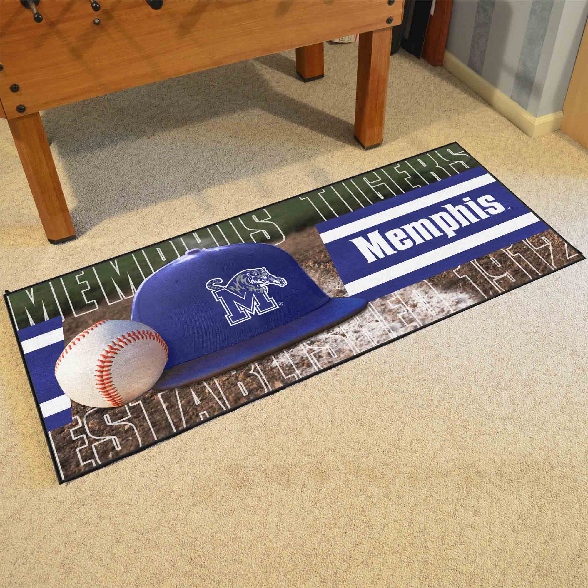 Memphis Tigers Baseball Runner Rug - 30in. x 72in. - Memphis