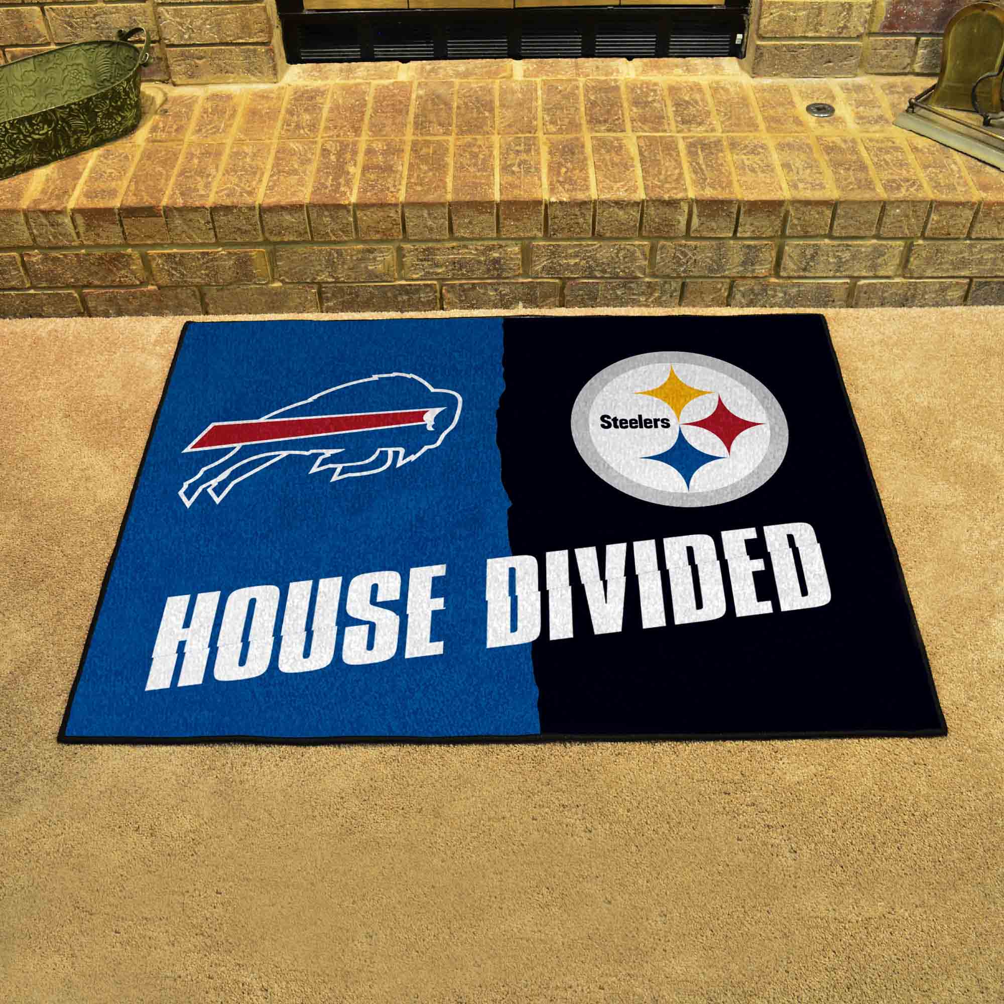 NFL House Divided - Bills / Steelers House Divided Rug - 34 in. x 42.5 in. - NFL House Divided - Bills / Steelers