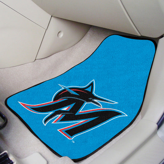 Miami Marlins Front Carpet Car Mat Set - 2 Pieces - Miami Marlins