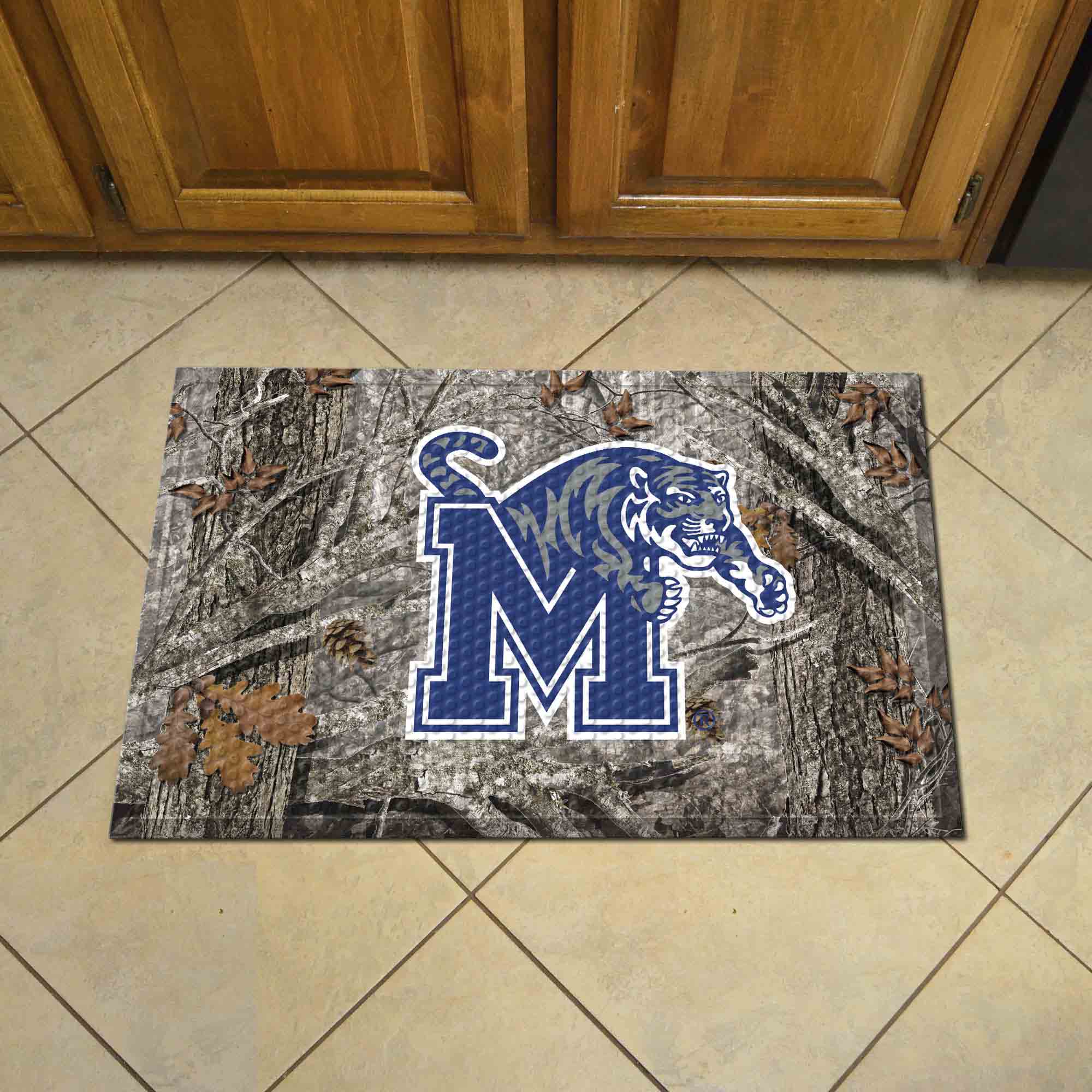 Memphis Tigers Rubber Scraper Door Mat Camo - Memphis