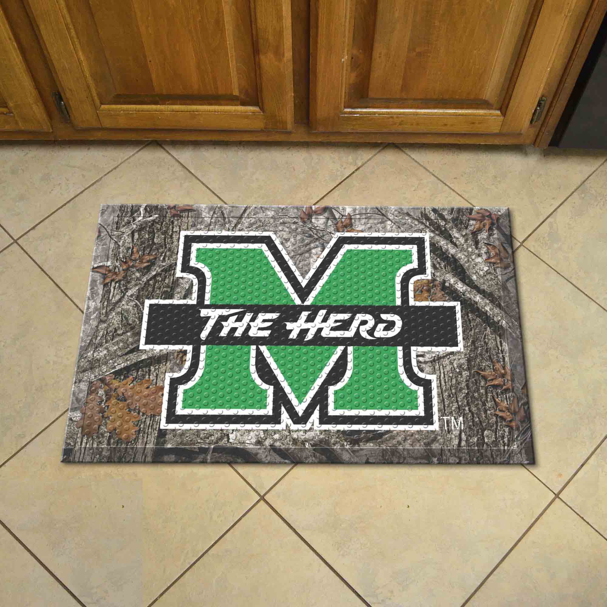 Marshall Thundering Herd Rubber Scraper Door Mat Camo - Marshall