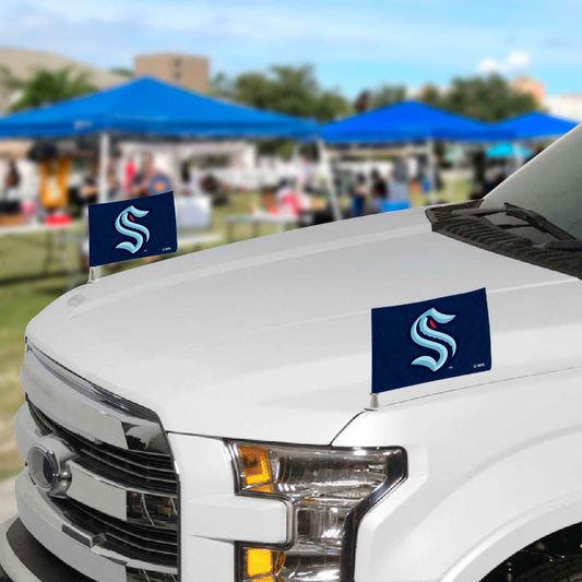 Seattle Kraken Ambassador Car Flags - 2 Pack Mini Auto Flags, 4in X 6in - Seattle Kraken
