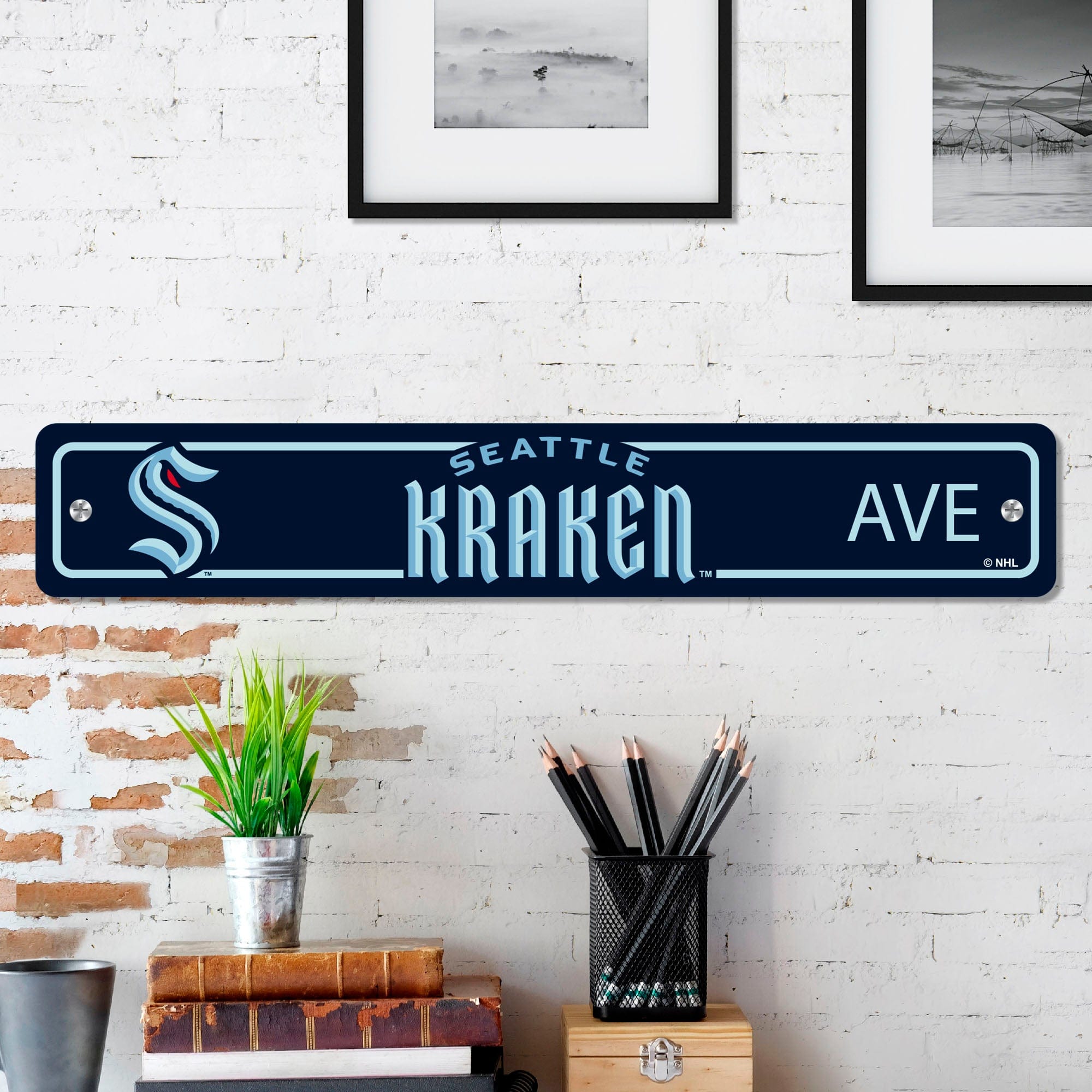 Seattle Kraken Team Color Street Sign Décor 4in. X 24in. Lightweight - Seattle Kraken