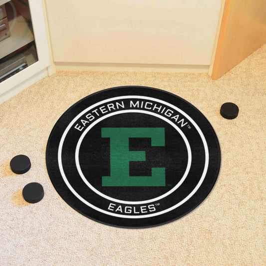 Eastern Michigan Hockey Puck Rug - 27in. Diameter - Eastern Michigan