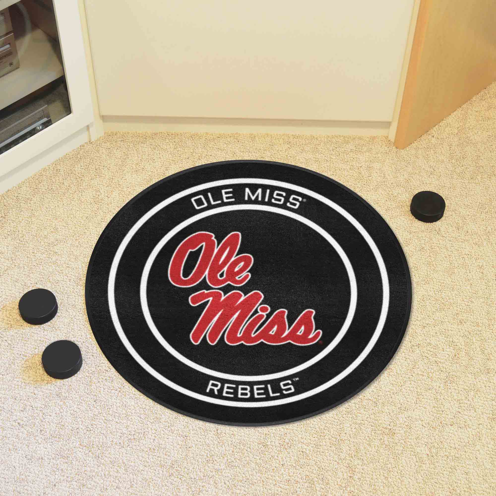 Ole Miss Hockey Puck Rug - 27in. Diameter - Ole Miss