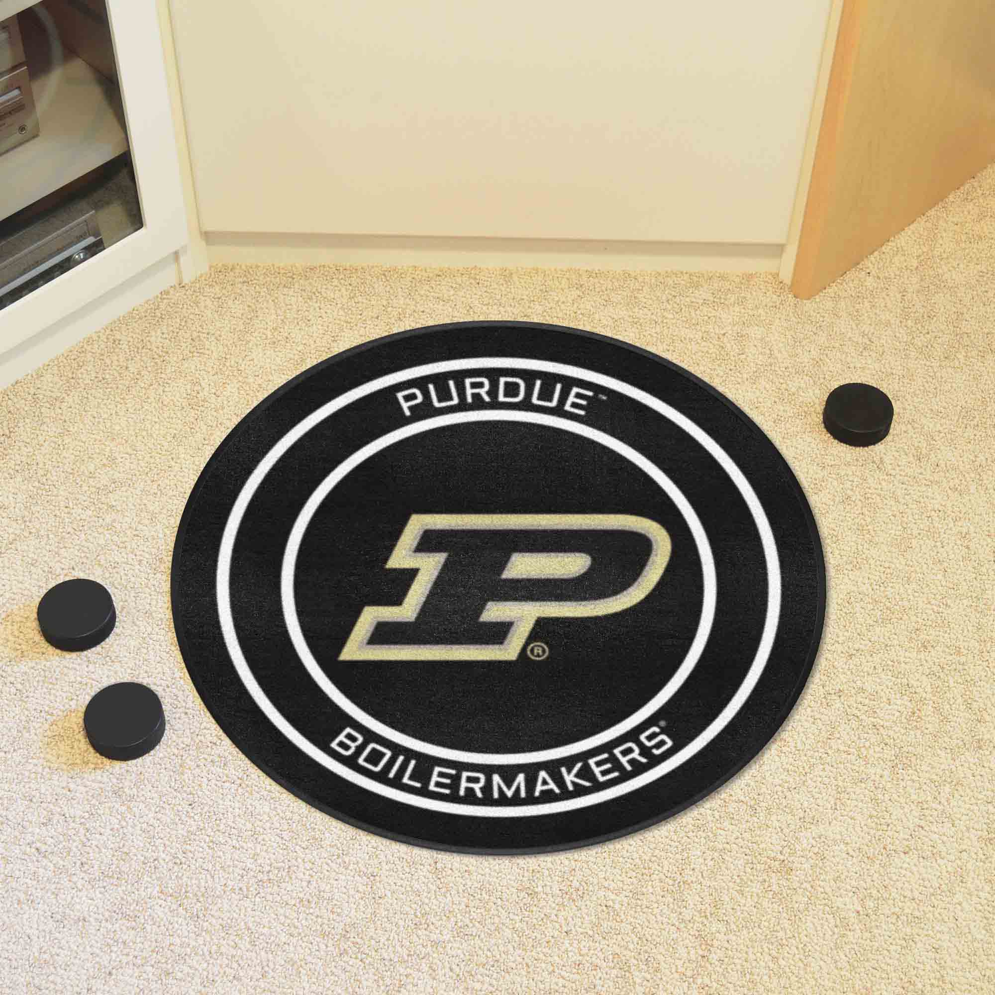 Purdue Hockey Puck Rug - 27in. Diameter - Purdue