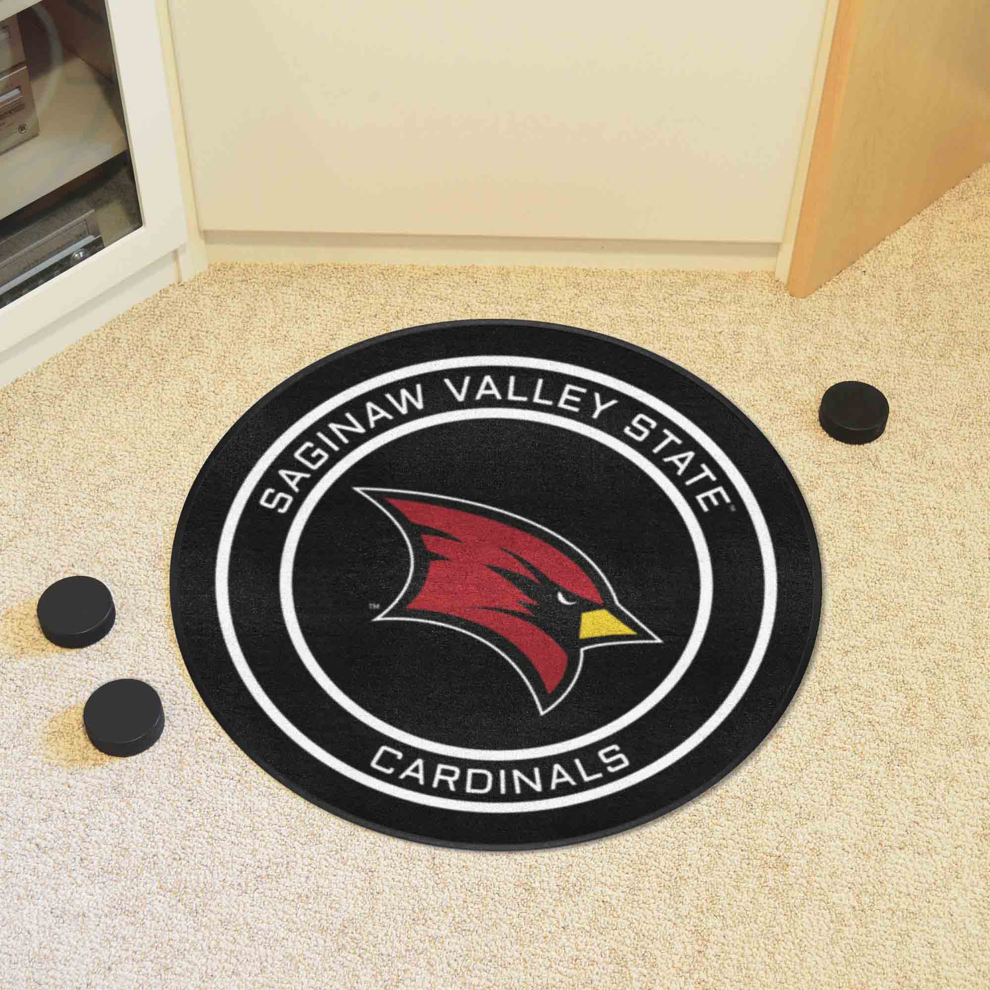 Saginaw Valley State Hockey Puck Rug - 27in. Diameter - Saginaw Valley State