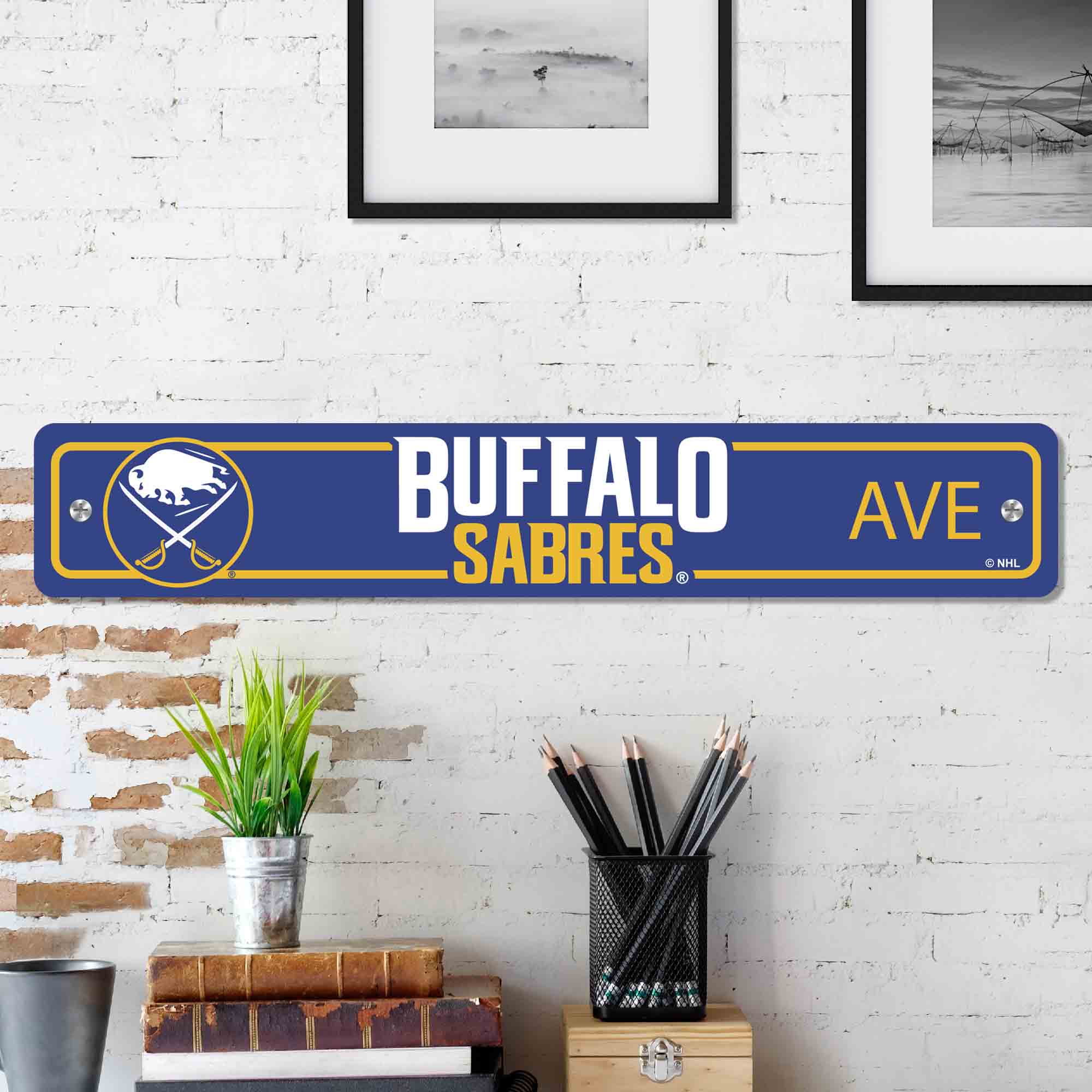 Buffalo Sabres Team Color Street Sign Décor 4in. X 24in. Lightweight - Buffalo Sabres