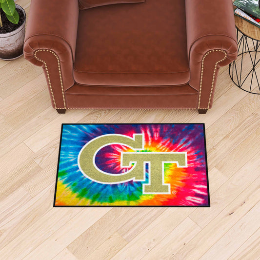 Georgia Tech Yellow Jackets Tie Dye Starter Mat Accent Rug - 19in. x 30in. - Georgia Tech