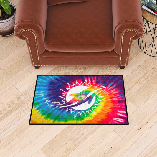 Miami Dolphins Tie Dye Starter Mat Accent Rug - 19in. x 30in. - Miami Dolphins