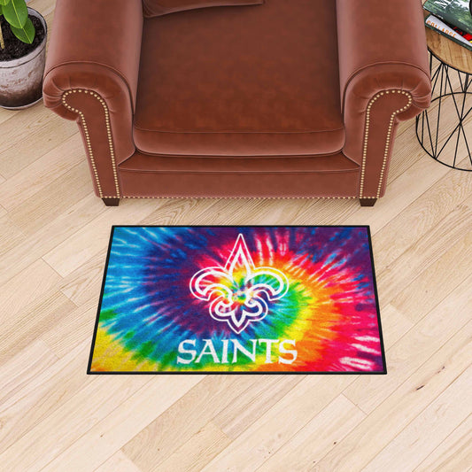New Orleans Saints Tie Dye Starter Mat Accent Rug - 19in. x 30in. - New Orleans Saints