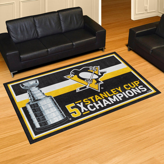 Pittsburgh Penguins Dynasty 5ft. x 8ft. Plush Area Rug - Pittsburgh Penguins