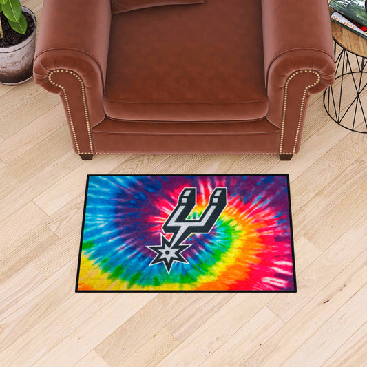 San Antonio Spurs Tie Dye Starter Mat Accent Rug - 19in. x 30in. - San Antonio Spurs