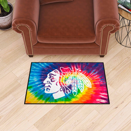 Chicago Blackhawks Tie Dye Starter Mat Accent Rug - 19in. x 30in. - Chicago Blackhawks
