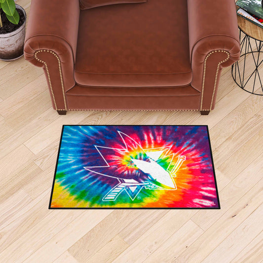 San Jose Sharks Tie Dye Starter Mat Accent Rug - 19in. x 30in. - San Jose Sharks