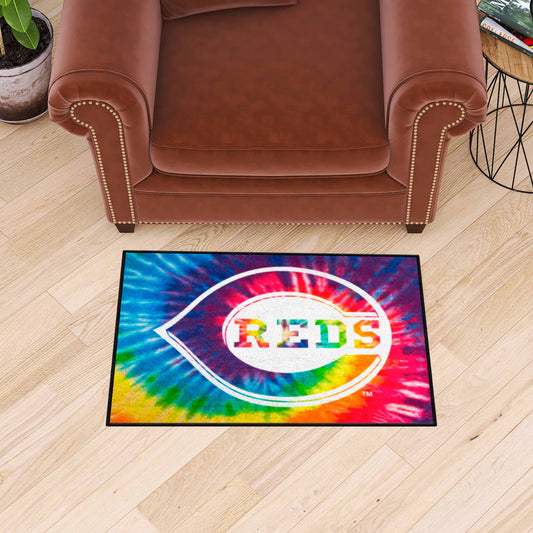 Cincinnati Reds Tie Dye Starter Mat Accent Rug - 19in. x 30in. - Cincinnati Reds