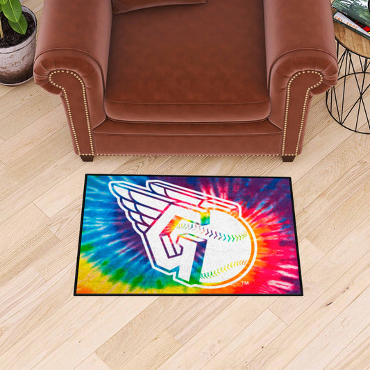 Cleveland Guardians Tie Dye Starter Mat Accent Rug - 19in. x 30in. - Cleveland Guardians
